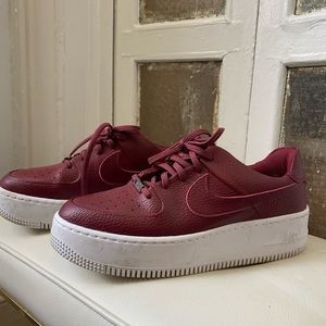 Nike Air Platform Sneakers in Oxblood Leather